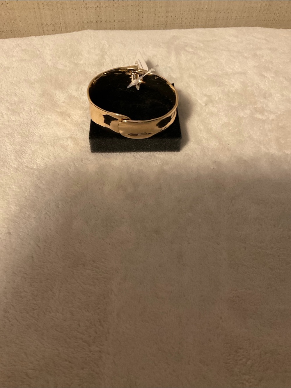 Polished Gold Cuff Bracelet with Subtle Hammered Texture